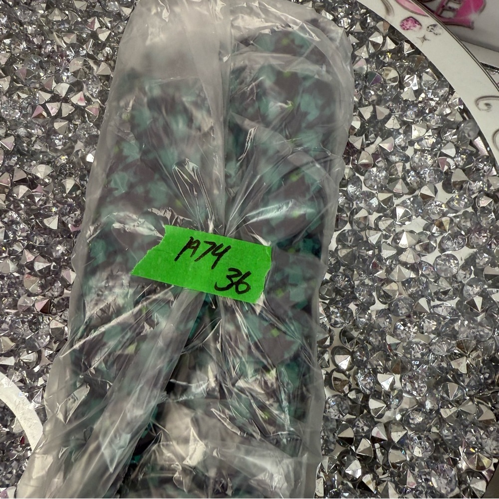 Van Heusen tank top blue green Teal Houndstooth Sleeveless Blouse flowy - Picture 10 of 10